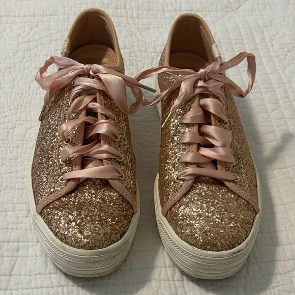 Kate Spade for Keds Pink Glitter Platform Women's Sneakers 8 - Picture 2 of 9